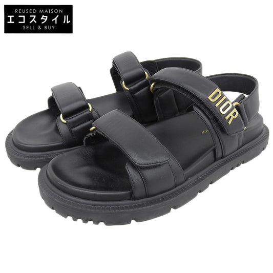 Dior Act Lambskin Metal Logo Backstrap Sandals Men's Black x Gold 39 KCQ547LAB Shoes 39 Men's
