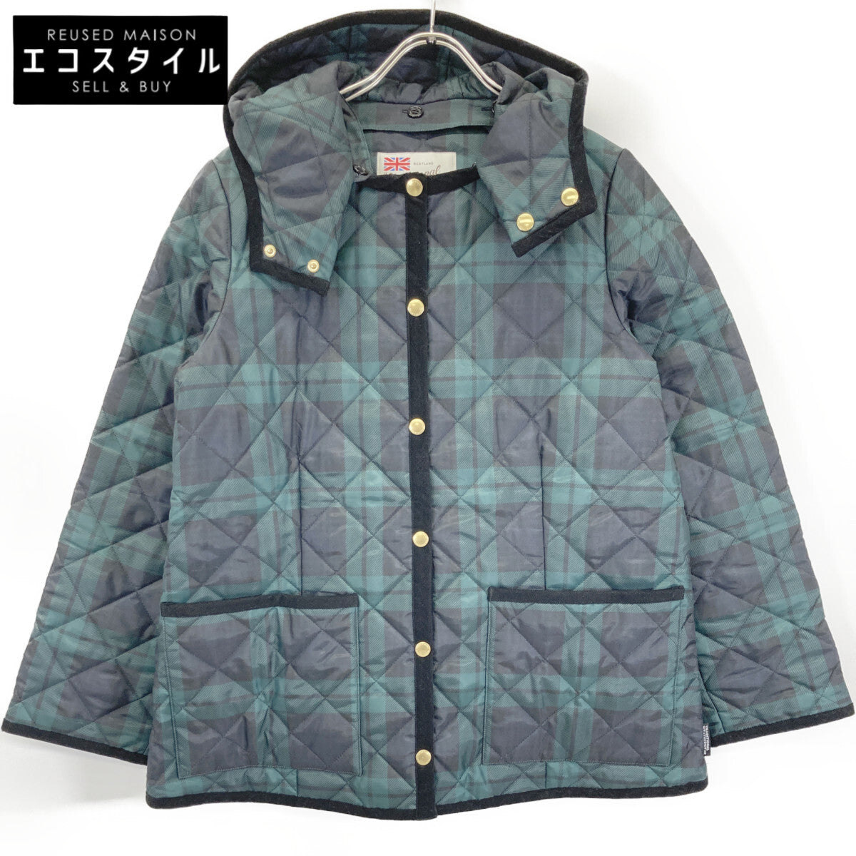 SLOBE Special Order Black x Green ARKLEY Hooded Coat Jacket 38 Ladies