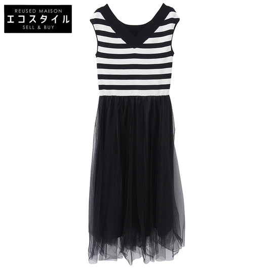 Excellent condition Rayon blend Tulle docking Border ballerina dress for women Black x White 2 21232014080 Dress 2 Women's