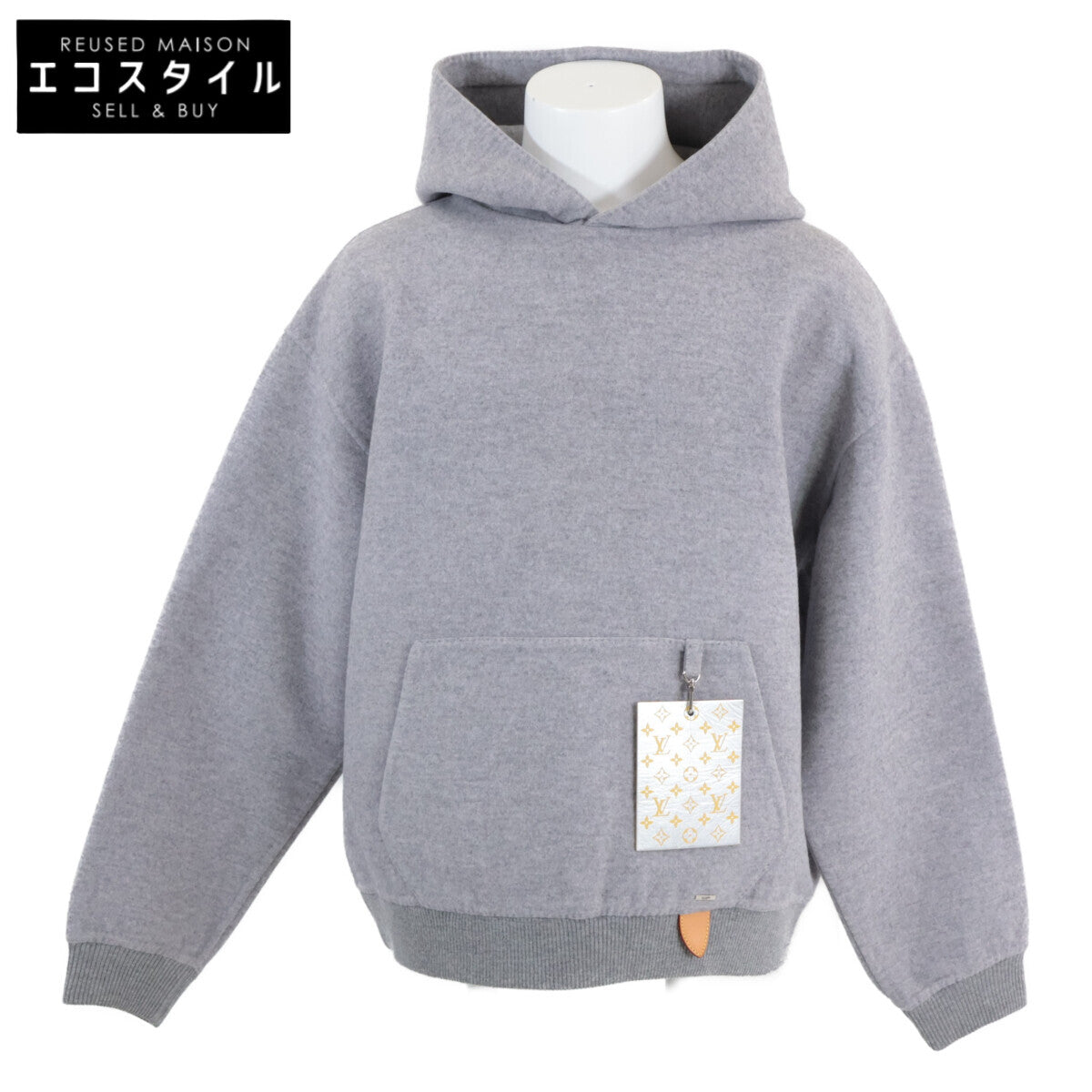 LOUIS VUITTON ルイヴィトン 国内正規 HHB68WOWC ステープルズエディション ウールカシミヤ レザータグ ダブルフェイス フーディ プルオーバー トップス