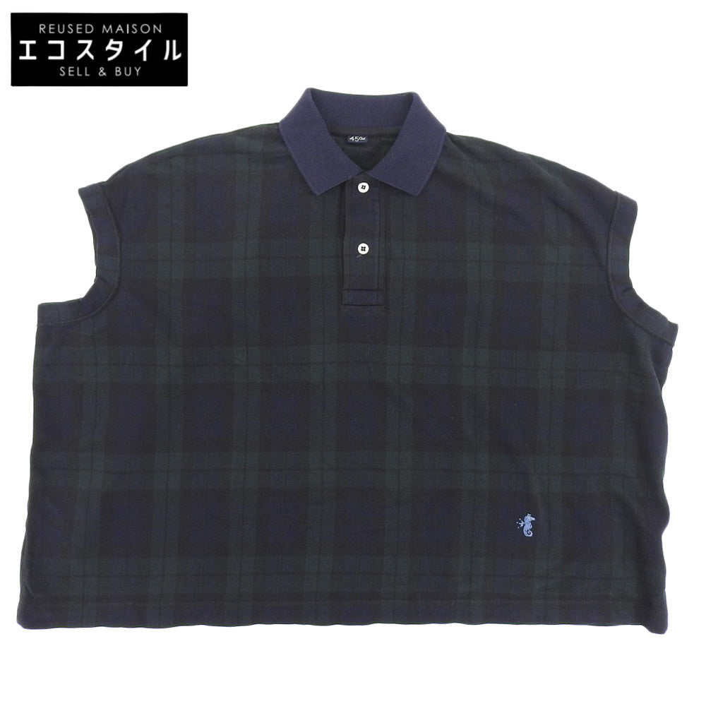 45R Forty Five R Black Watch Kanoko M Cami Polo Top Cotton Women's Navy x Green 80470401 Tops