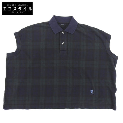 45R Forty Five R Black Watch Kanoko M Cami Polo Top Cotton Women's Navy x Green 80470401 Tops