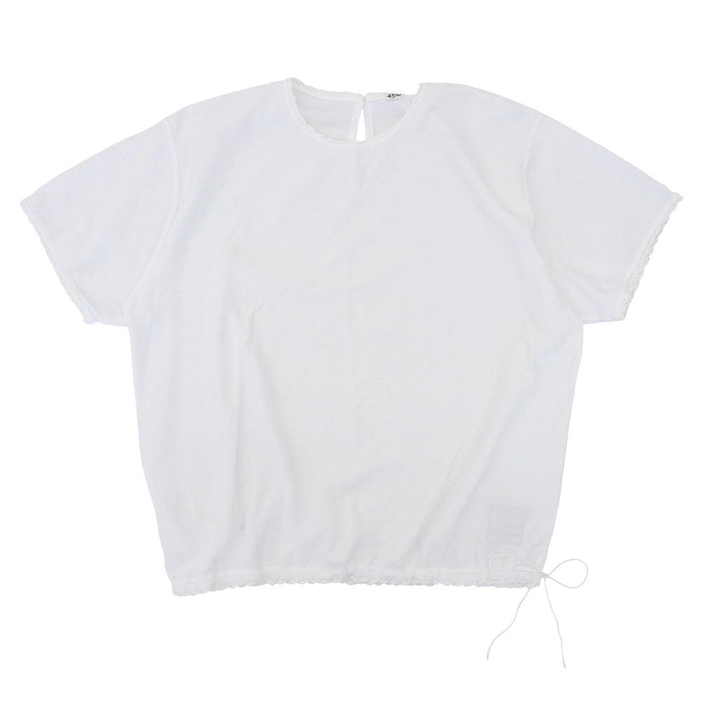 45R Kanoko Lace Short Sleeve Polo Shirt Cotton Top Women's White 50371931 Tops