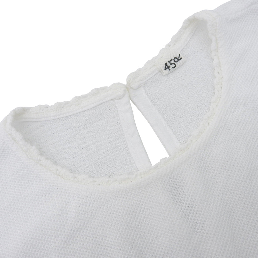 45R Kanoko Lace Short Sleeve Polo Shirt Cotton Top Women's White 50371931 Tops