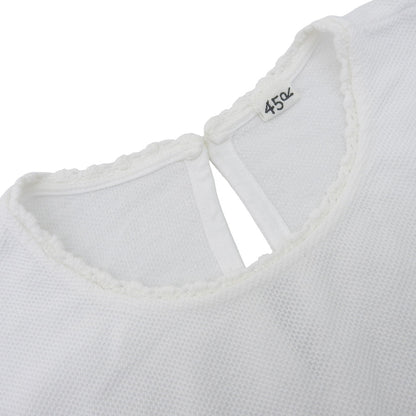 45R Kanoko Lace Short Sleeve Polo Shirt Cotton Top Women's White 50371931 Tops