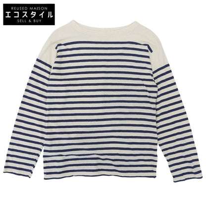 36 Tenjiku 908 Basque T-Shirt Cotton Top Women's Navy x Ivory 1 8027000 Top 1 Women's