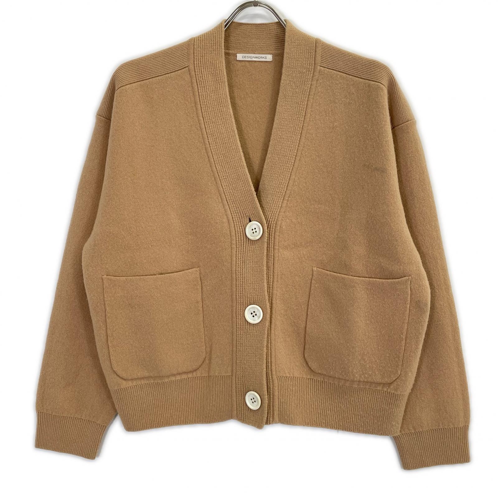 DESIGNWORKS Beige Wool Cashmere Connected Cardigan Top 38