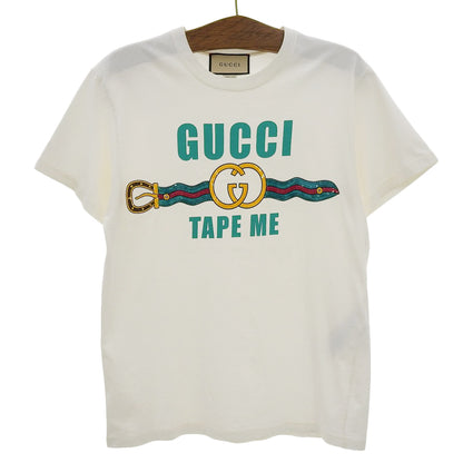 GUCCI Cotton TAPE ME Sequin-Embellished Front Logo Short-Sleeve T-Shirt Top Men's White S 717422 XJFM6 Top