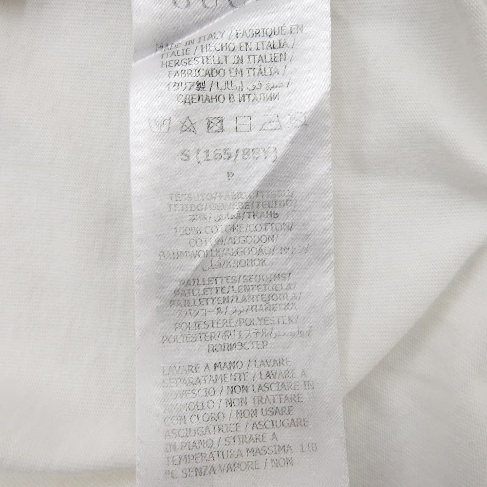 GUCCI Cotton TAPE ME Sequin-Embellished Front Logo Short-Sleeve T-Shirt Top Men's White S 717422 XJFM6 Top