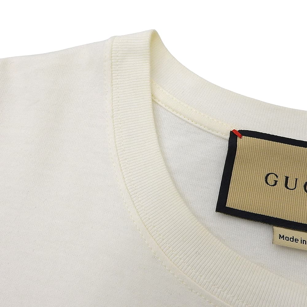 GUCCI Cotton TAPE ME Sequin-Embellished Front Logo Short-Sleeve T-Shirt Top Men's White S 717422 XJFM6 Top
