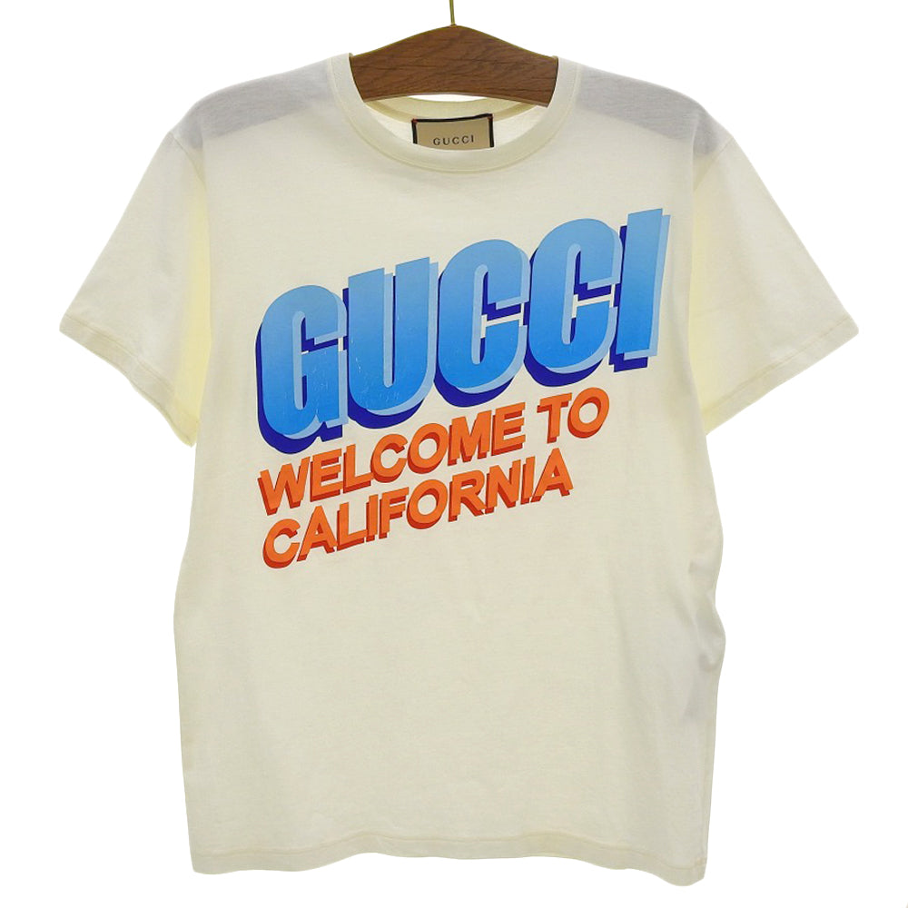 GUCCI Cotton Front Logo Crew Neck Short Sleeve T-Shirt Top Men's White x Blue XXS 615044 XJEEB Top