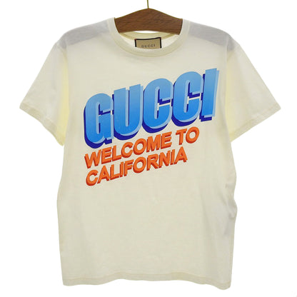 GUCCI Cotton Front Logo Crew Neck Short Sleeve T-Shirt Top Men's White x Blue XXS 615044 XJEEB Top