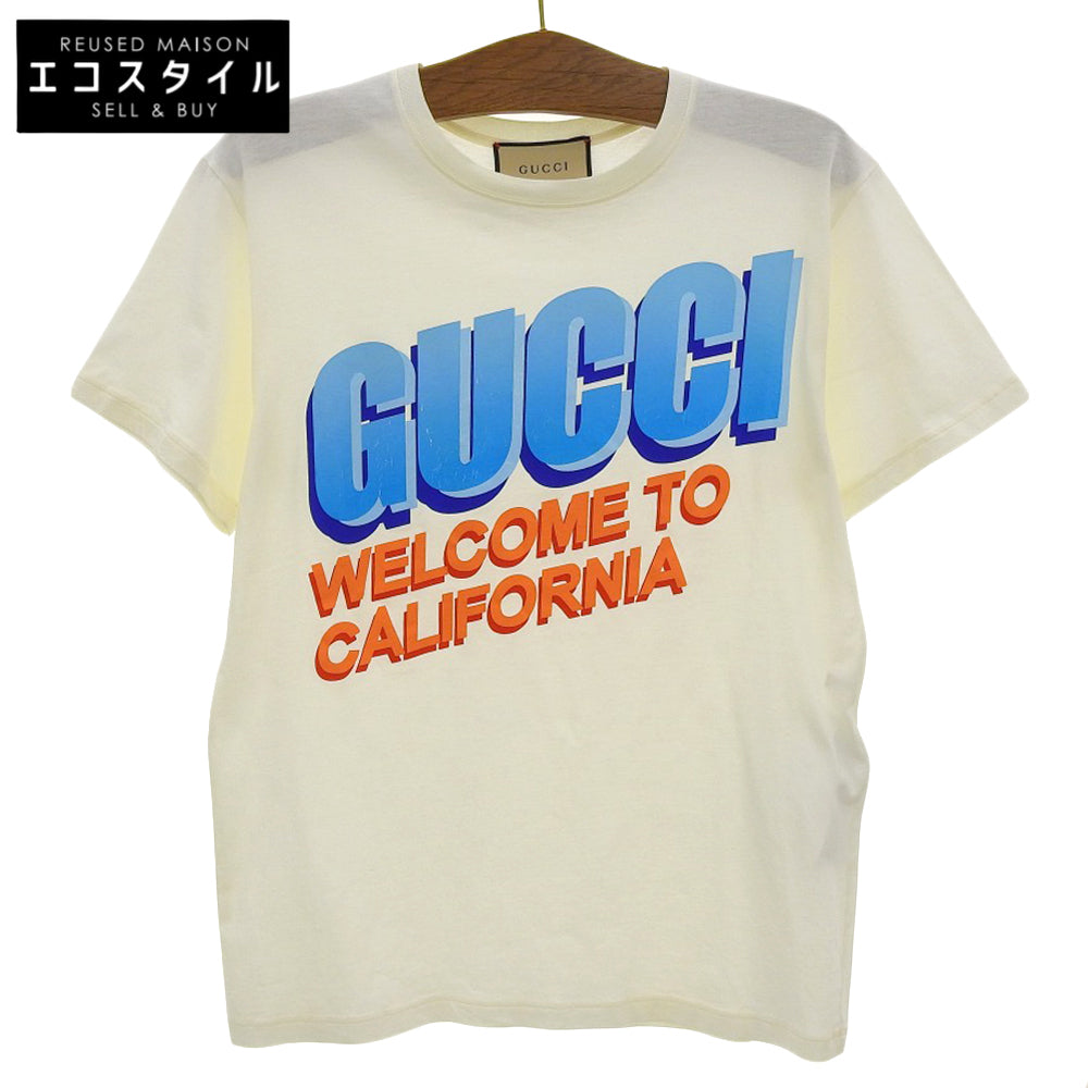 GUCCI Cotton Front Logo Crew Neck Short Sleeve T-Shirt Top Men's White x Blue XXS 615044 XJEEB Top
