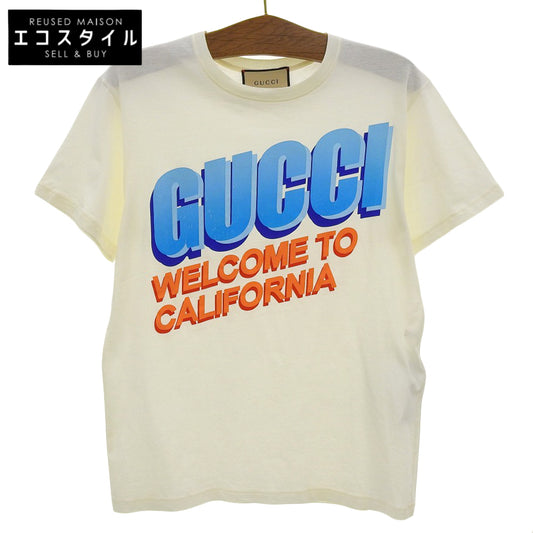GUCCI グッチ コットン フロントロゴ クルーネック ショートスリーブカットソー トップス メンズ ホワイト×ブルー XXS 615044 XJEEB トップス