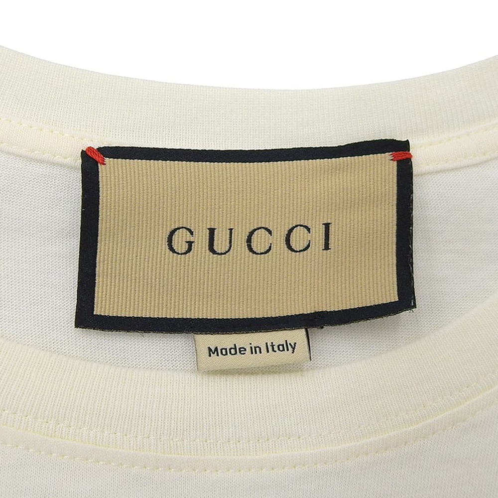 GUCCI Cotton Front Logo Crew Neck Short Sleeve T-Shirt Top Men's White x Blue XXS 615044 XJEEB Top