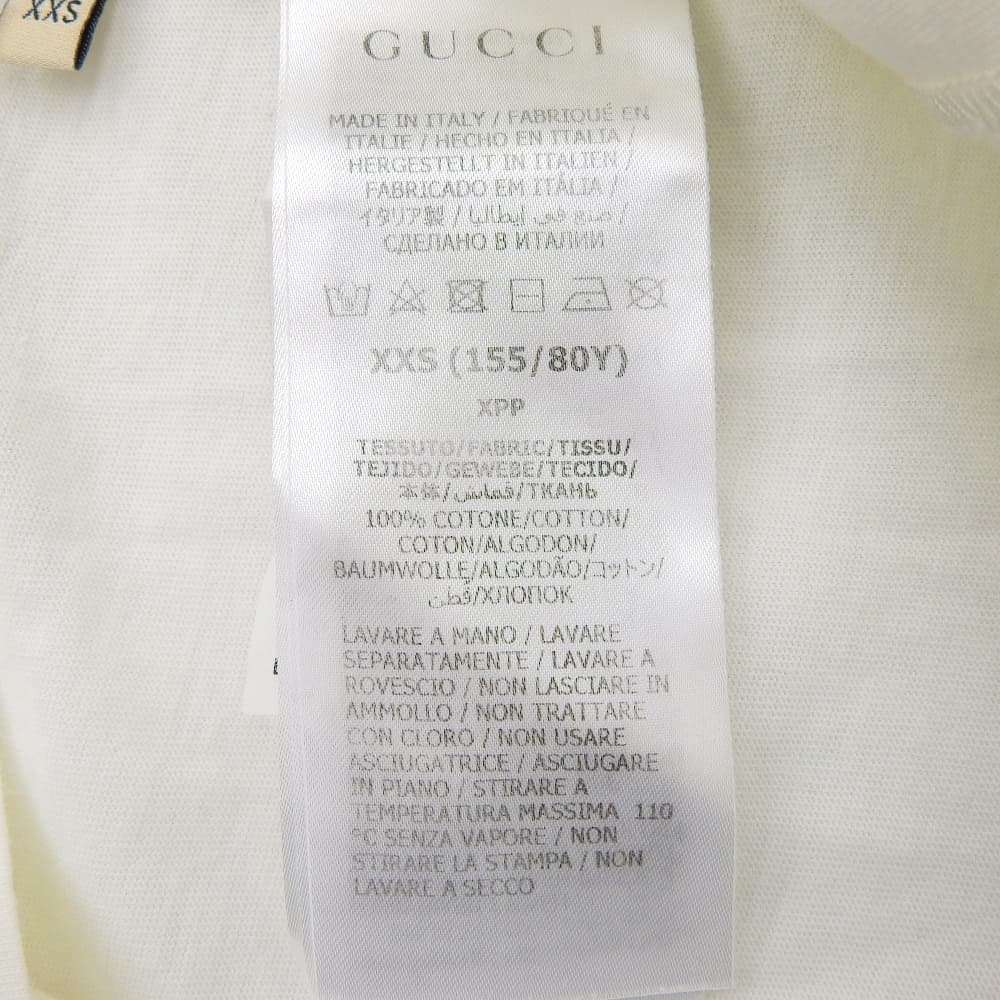 GUCCI Cotton Front Logo Crew Neck Short Sleeve T-Shirt Top Men's White x Blue XXS 615044 XJEEB Top