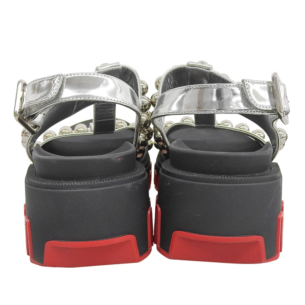 Christian Louboutin 克里斯提·鲁布托 Duniclou 铆钉踝带高跟凉鞋 黑色×银色 36 码 鞋履