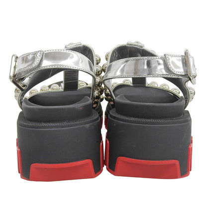 Christian Louboutin 克里斯提·鲁布托 Duniclou 铆钉踝带高跟凉鞋 黑色×银色 36 码 鞋履
