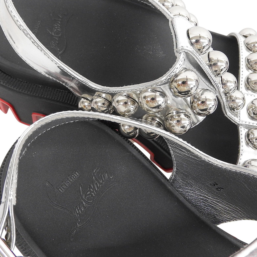 Christian Louboutin 克里斯提·鲁布托 Duniclou 铆钉踝带高跟凉鞋 黑色×银色 36 码 鞋履