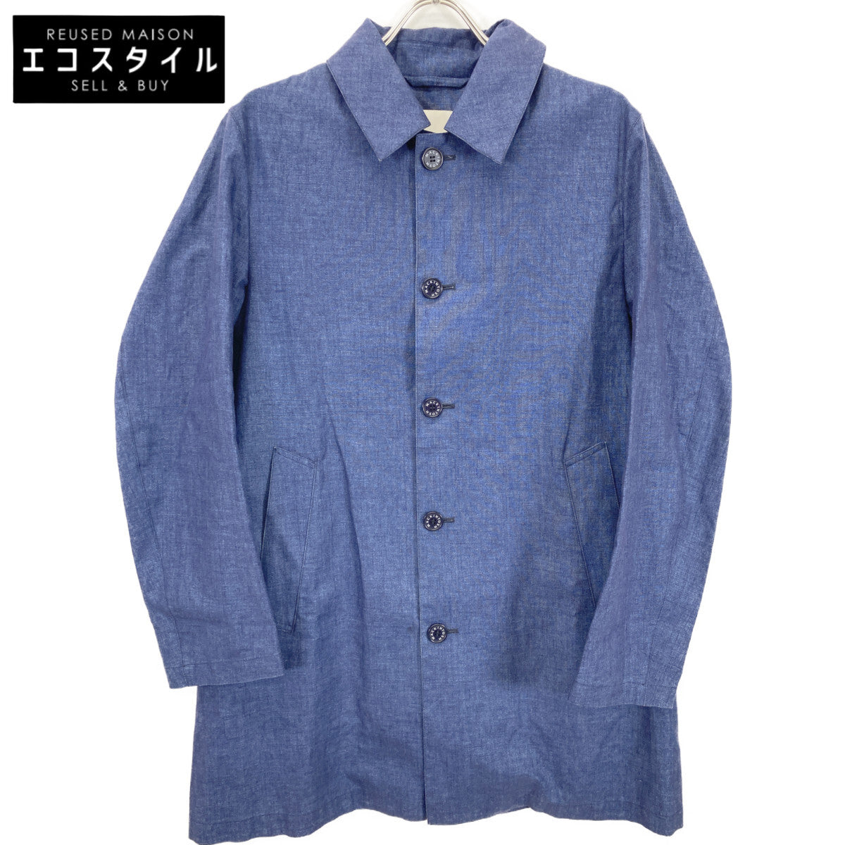 E7/8H/8J Blue Denim Stand Collar Coat Coat 38 Ladies