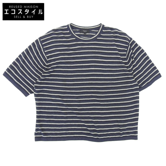 Theory 美品 亚麻混纺 Neo Sag Harbor Boyfriend Tee 上衣 女式 海军蓝×米色 M 25SS 01-5101701 上衣
