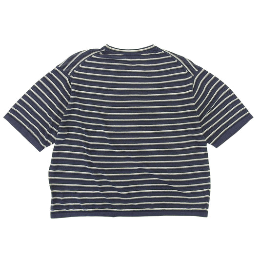 Theory Neo Sag Harbor Boyfriend Tee Linen Blend Top Women's Navy x Beige M 25SS 01-5101701 Top