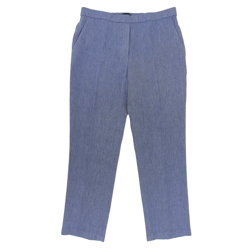 Excellent Condition Linen Blend Center Press Denim-Look Tapered Pants Bottoms Women's Blue 10 25SS 01-5106428 Bottoms 10 Women's