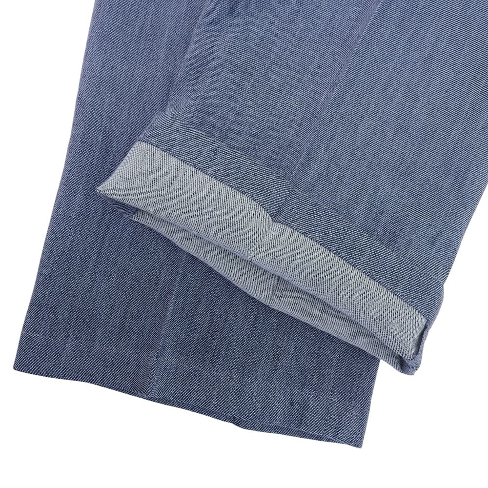 Excellent Condition Linen Blend Center Press Denim-Look Tapered Pants Bottoms Women's Blue 10 25SS 01-5106428 Bottoms 10 Women's