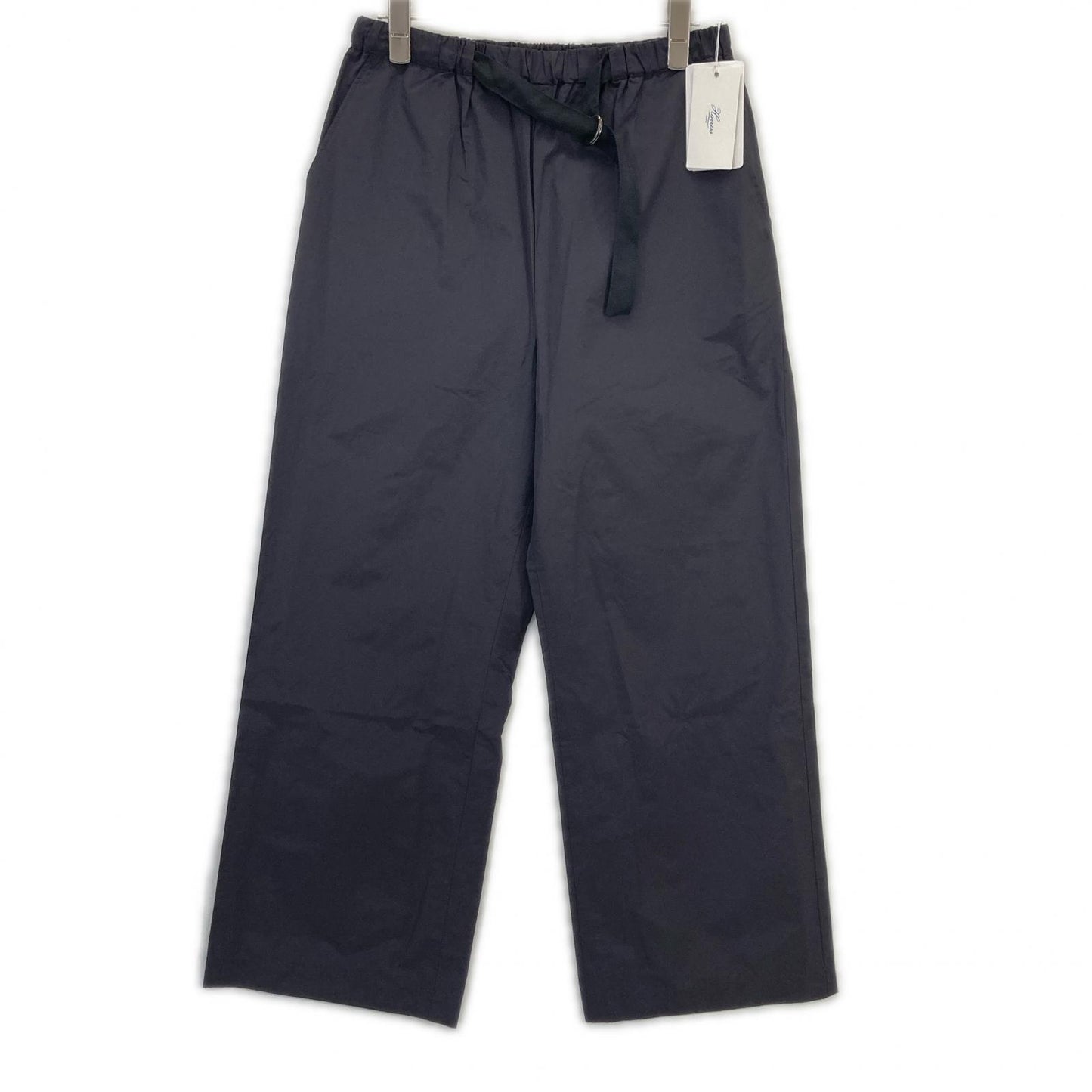 ﾀﾞｰｸｸﾞﾚｰ ﾎﾟﾘｴｽﾃﾙ×ｺｯﾄﾝ ﾍﾞﾙﾄ付き ﾜｲﾄﾞﾊﾟﾝﾂ ボトムス 38 レディース