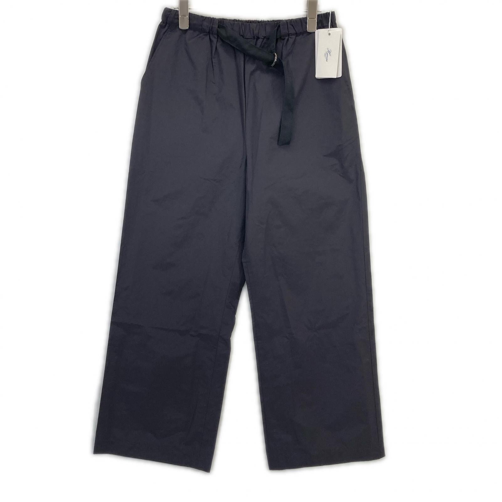 ﾀﾞｰｸｸﾞﾚｰ ﾎﾟﾘｴｽﾃﾙ×ｺｯﾄﾝ ﾍﾞﾙﾄ付き ﾜｲﾄﾞﾊﾟﾝﾂ ボトムス 38 レディース