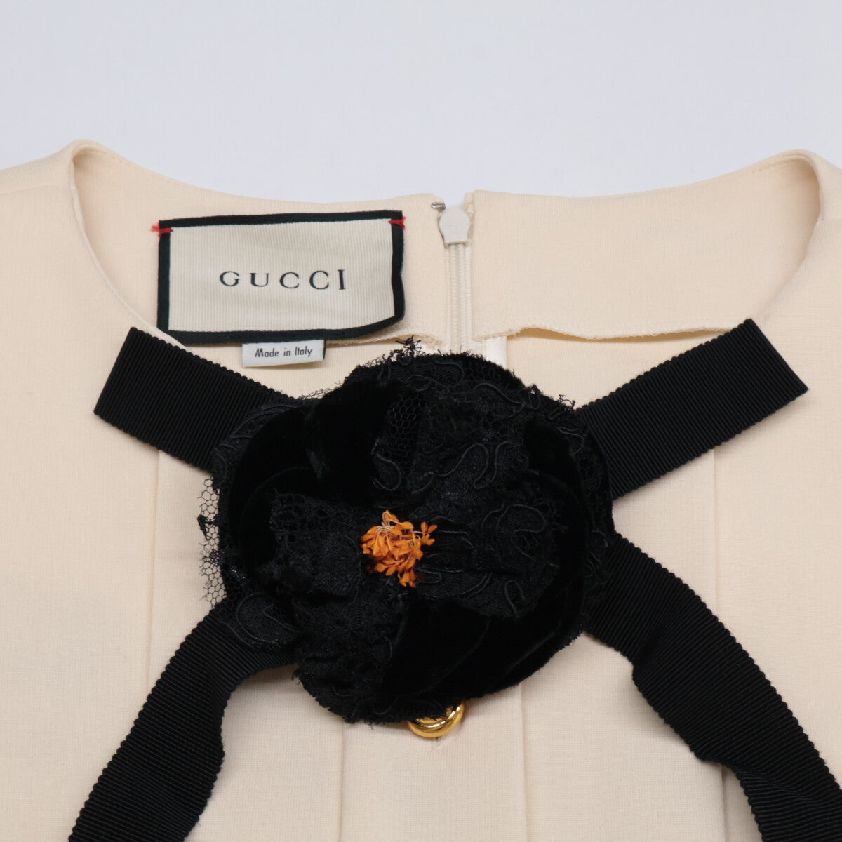 GUCCI 546486 Sleeveless Pleated Dress with Corsage [Domestic Regular Product]
