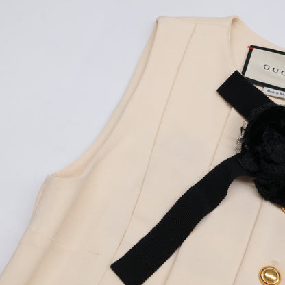 GUCCI 546486 Sleeveless Pleated Dress with Corsage [Domestic Regular Product]