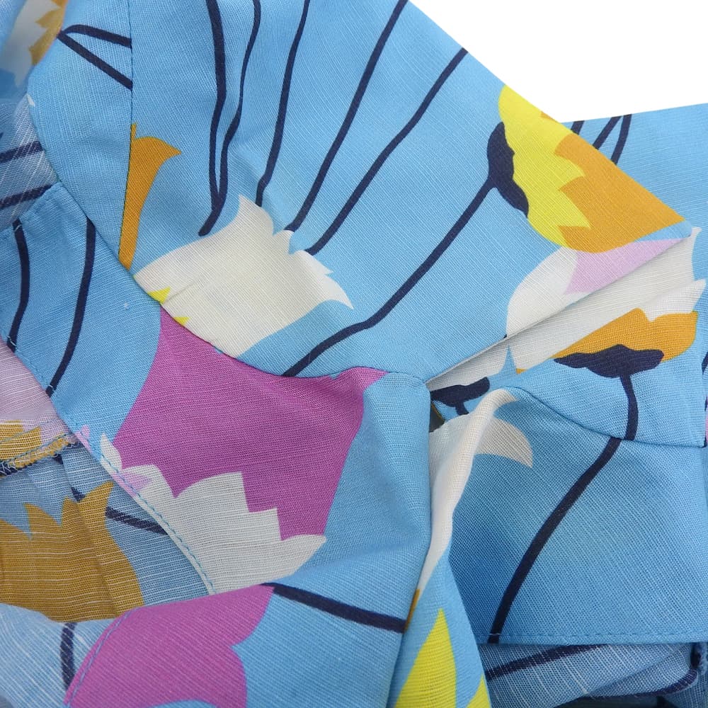 GUCCI Cotton Linen Flower Print Short-Sleeved Shirt Dress Women's Light Blue 38 657935 Dress