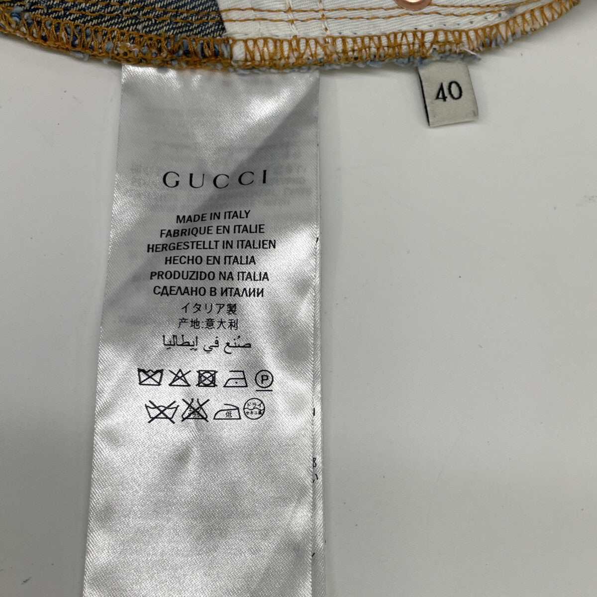 GUCCI 古驰 456973 蓝色刺绣玫瑰牛仔迷你裙 半身裙