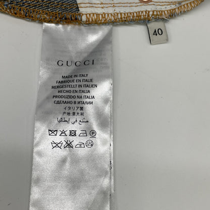 GUCCI 古驰 456973 蓝色刺绣玫瑰牛仔迷你裙 半身裙