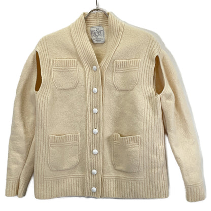 SEVEN TEN by MIHO KAWAHITO 6A204 Beige Melton Wool 2-Way Cardigan Top