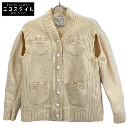 SEVEN TEN by MIHO KAWAHITO 6A204 Beige Melton Wool 2-Way Cardigan Top