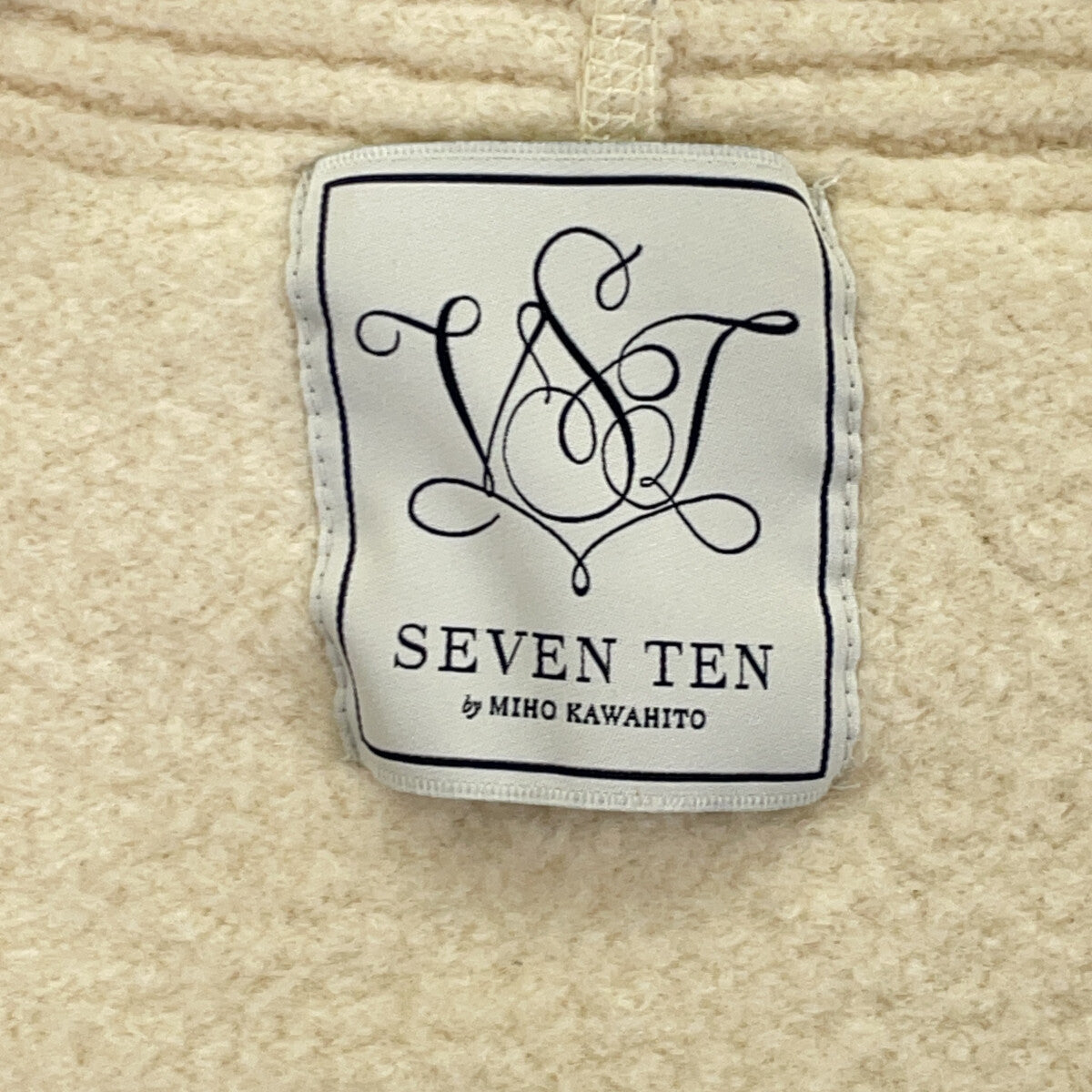 SEVEN TEN by MIHO KAWAHITO 6A204 Beige Melton Wool 2-Way Cardigan Top