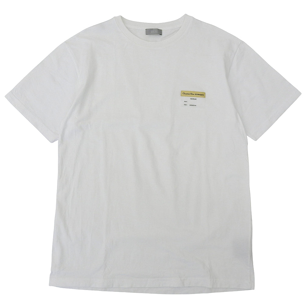 DIOR Cotton Visitor Patch Crew Neck S/S Cut and Sewn T-Shirt Top Men's White S 923J611B0533 Top