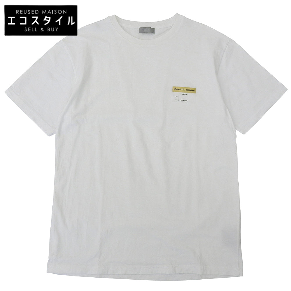 DIOR Cotton Visitor Patch Crew Neck S/S Cut and Sewn T-Shirt Top Men's White S 923J611B0533 Top