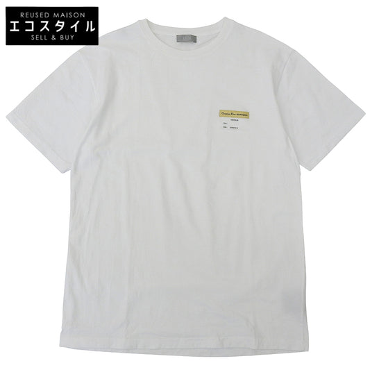 DIOR Cotton Visitor Patch Crew Neck S/S Cut and Sewn T-Shirt Top Men's White S 923J611B0533 Top