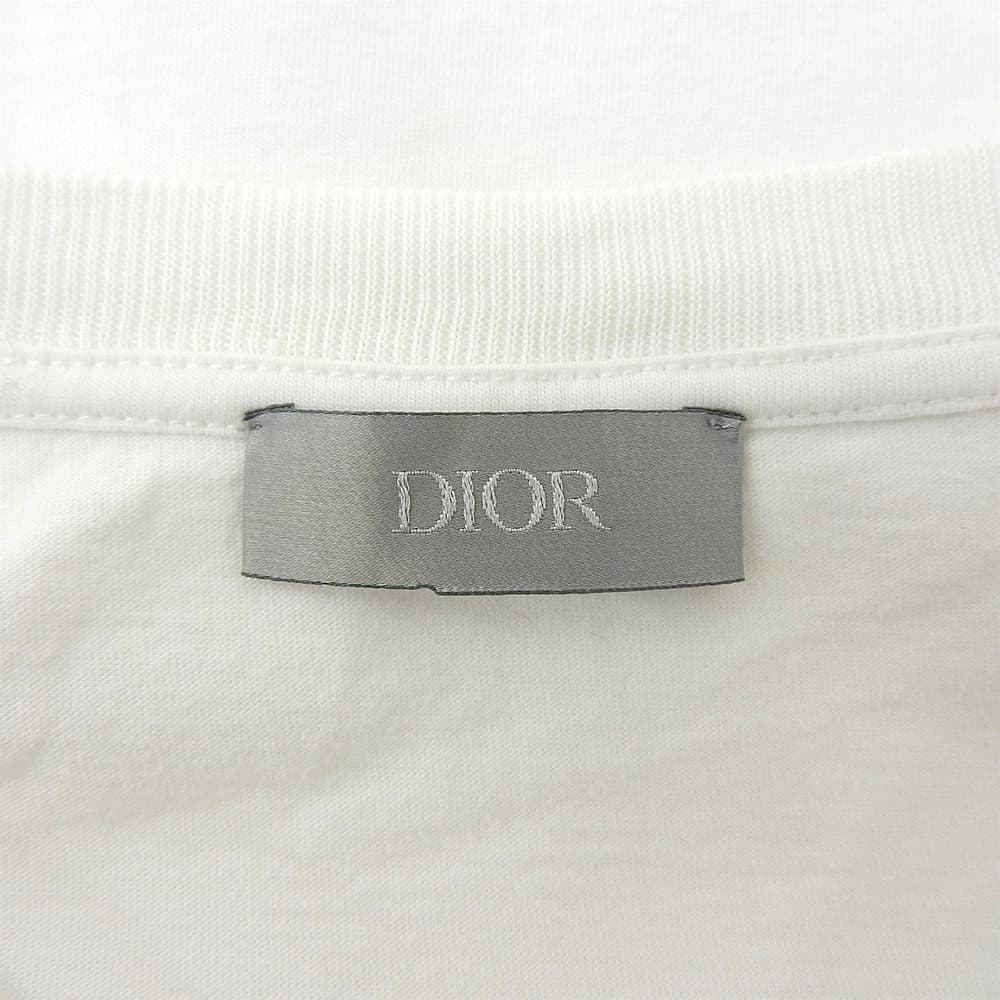 DIOR Cotton Visitor Patch Crew Neck S/S Cut and Sewn T-Shirt Top Men's White S 923J611B0533 Top
