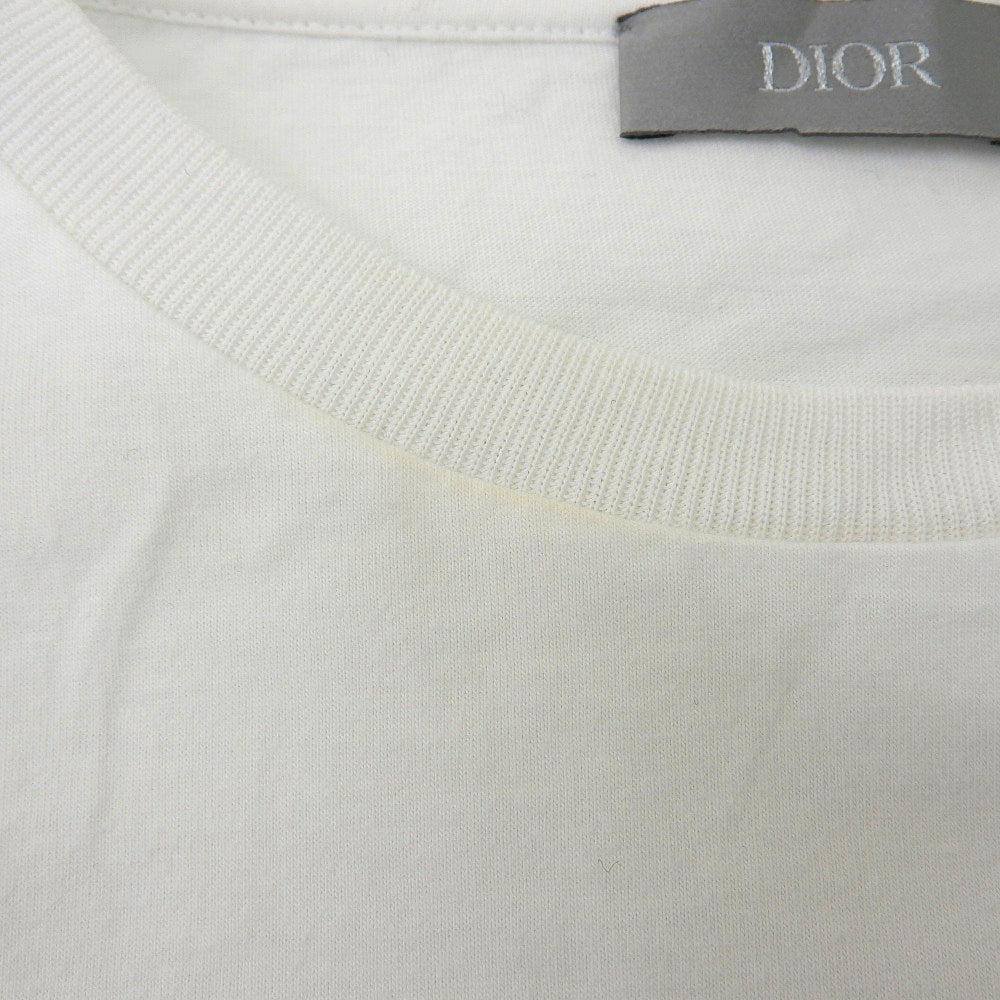 DIOR Cotton Visitor Patch Crew Neck S/S Cut and Sewn T-Shirt Top Men's White S 923J611B0533 Top