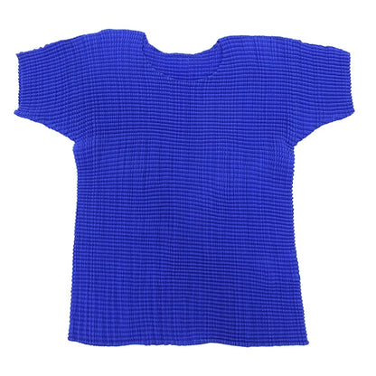 ISSEY MIYAKE イッセイミヤケ プリーツ ショートスリーブ カットソー トップス レディース ブルー M トップス M