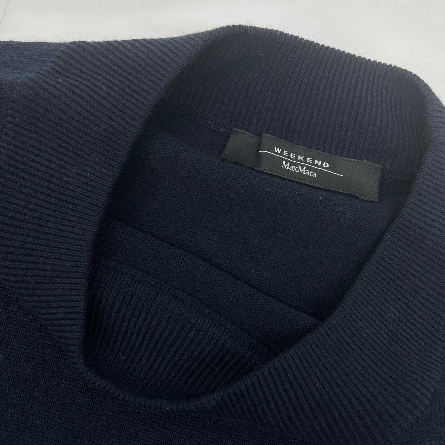 Max Mara WEEKEND Max Mara Weekend 532601836750 Navy Silk x Wool Mock Neck Knit Dress
