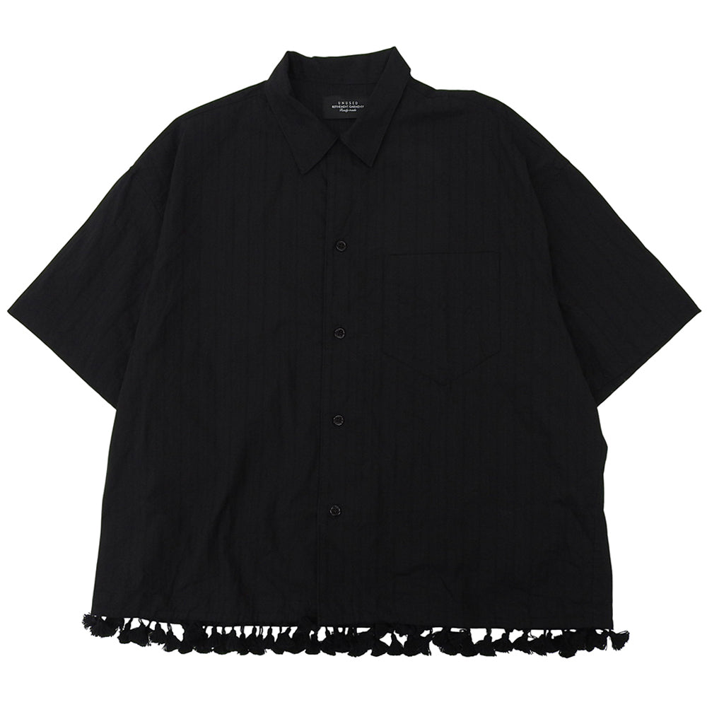 UNUSED 美品 棉质 短袖流苏衬衫 上衣 男士 黑色 3 LS2421 上衣