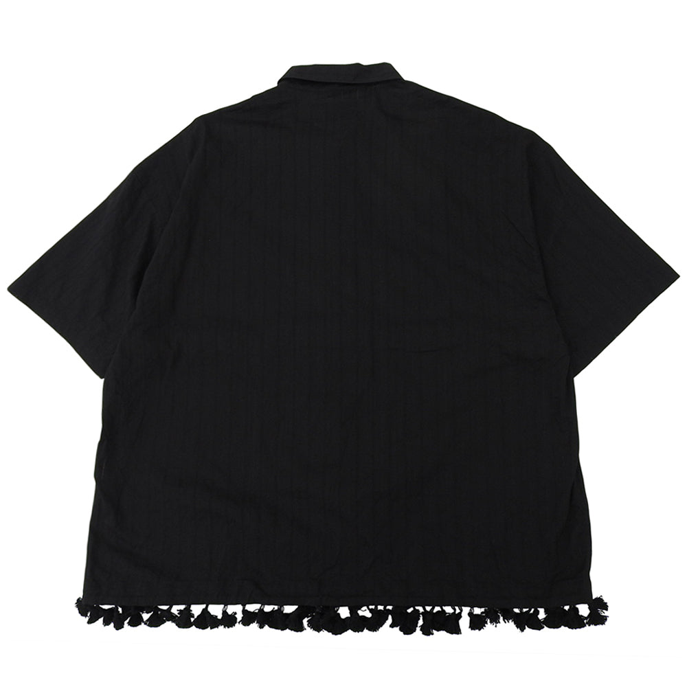 UNUSED 美品 棉质 短袖流苏衬衫 上衣 男士 黑色 3 LS2421 上衣