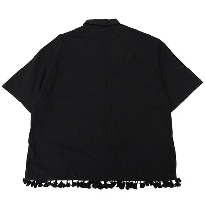 UNUSED 美品 棉质 短袖流苏衬衫 上衣 男士 黑色 3 LS2421 上衣