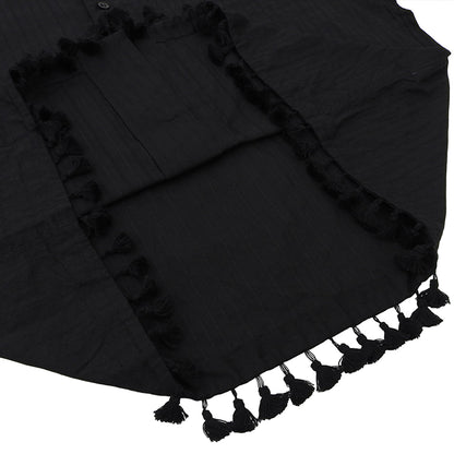 UNUSED アンユーズド 美品 コットン Short sleeve fringe shirt トップス メンズ ブラック 3 LS2421 トップス