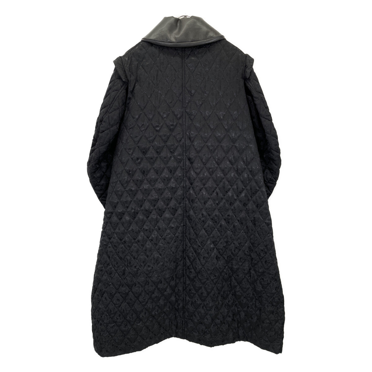 AD2017 3T-C005 Black Floral Belted Quilted Coat S Women's